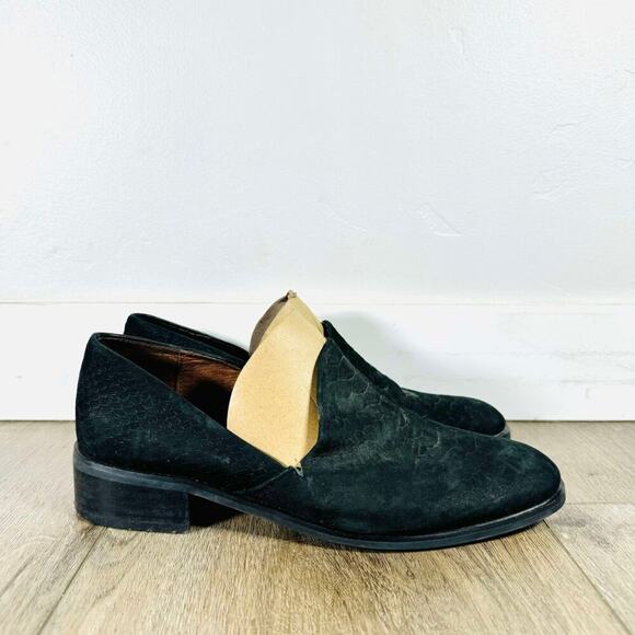 Jeffrey Campbell Black Suede Reptile Print Womens Loafers Size 8.5 - Picture 7 of 10